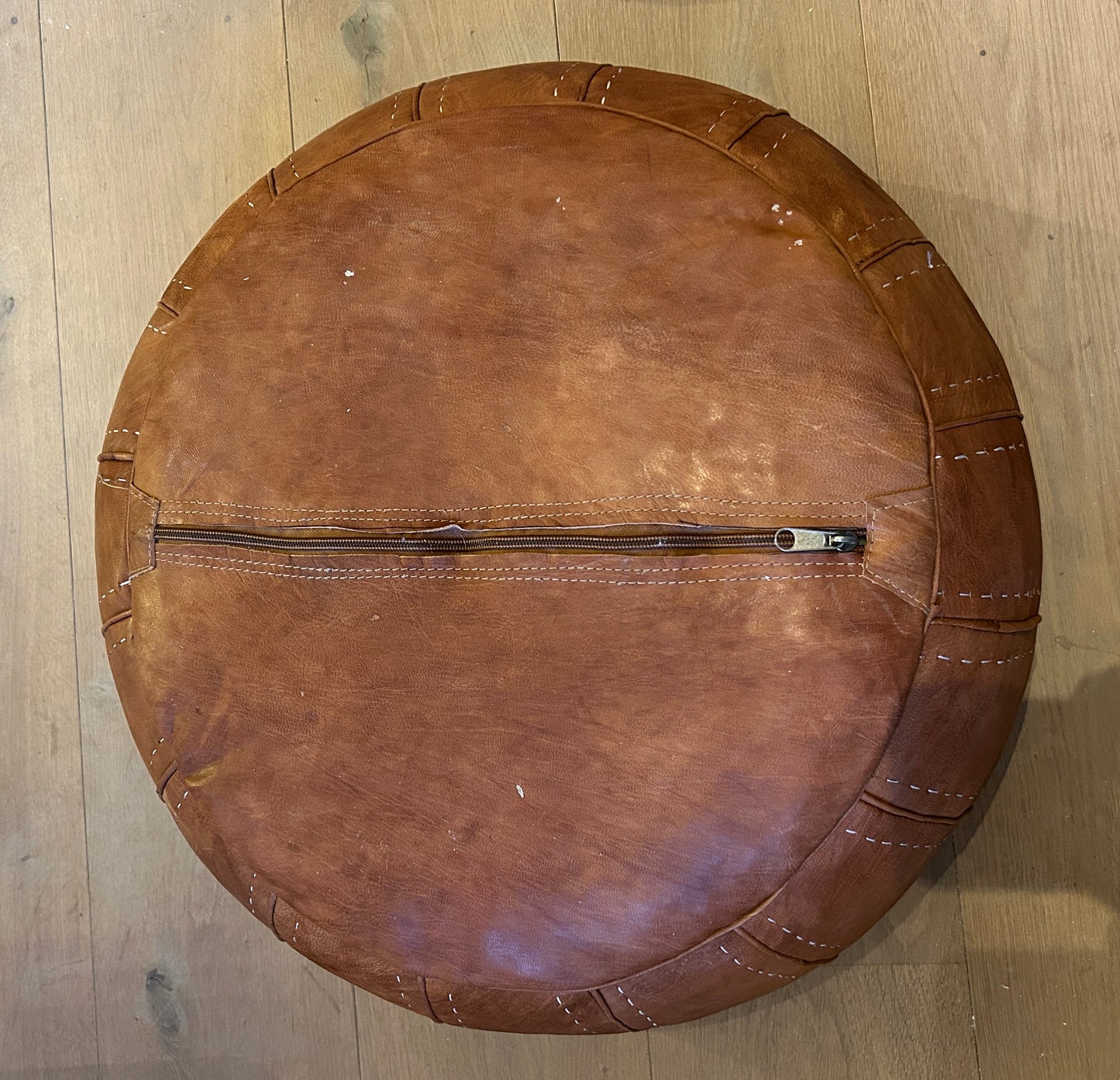 Handmade leather ottoman